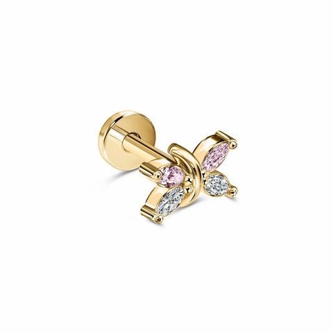 Золота Сережка Пірсинг Lemon Butterfly pink