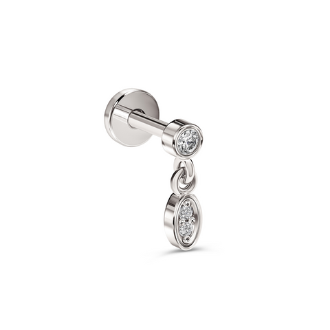 Золотая Серьга Пирсинг с бриллиантами Diamond White Zenith