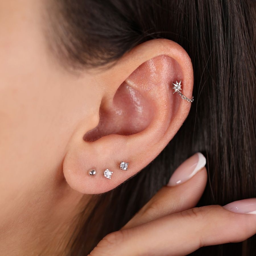 Золотий Конектор для Лабретів White 20mm