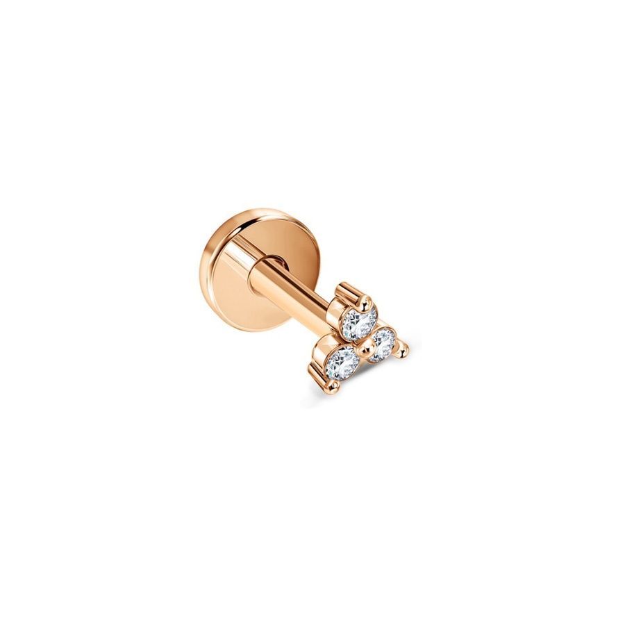 Золота Сережка Пірсинг з діамантами 0,025ct Diamond GoldenBloom (S)