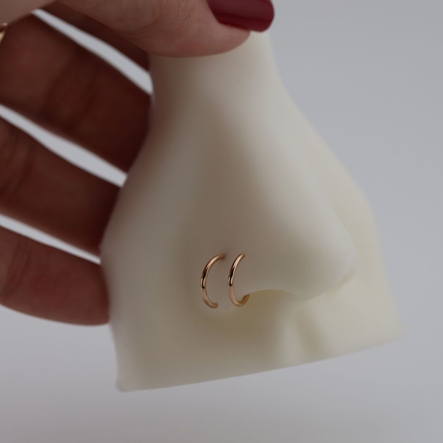 Золотая Cерьга для Пирсинга носа с иллюзией проколов Kaia Nose (R)