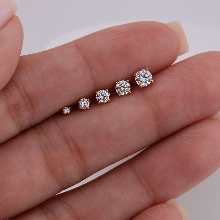 Золота Сережка Пірсинг з діамантом 0,06ct Diamond Aura
