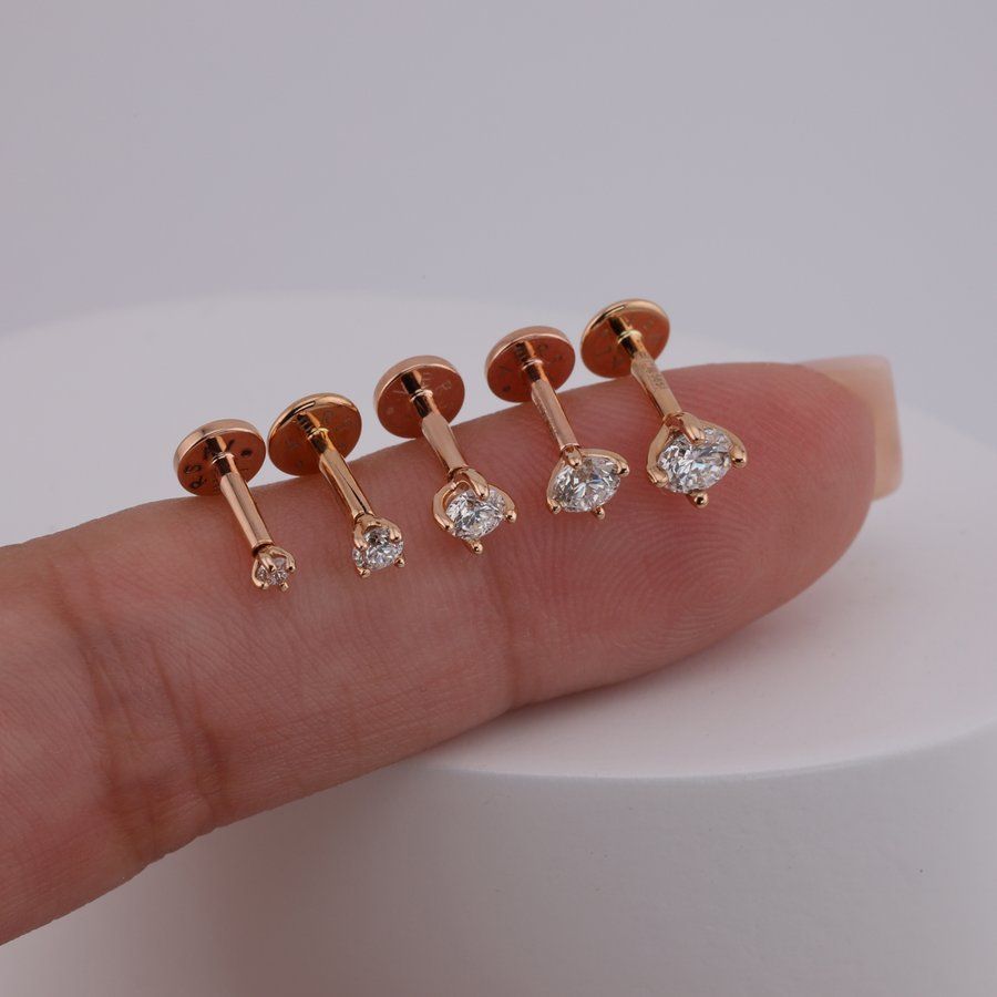 Золота Сережка Пірсинг з діамантом 0,06ct Diamond Aura