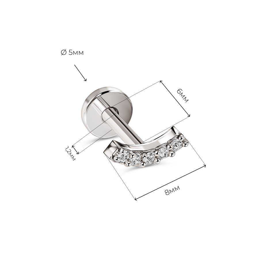 Золота Сережка Пірсинг з діамантом Diamond White Smile