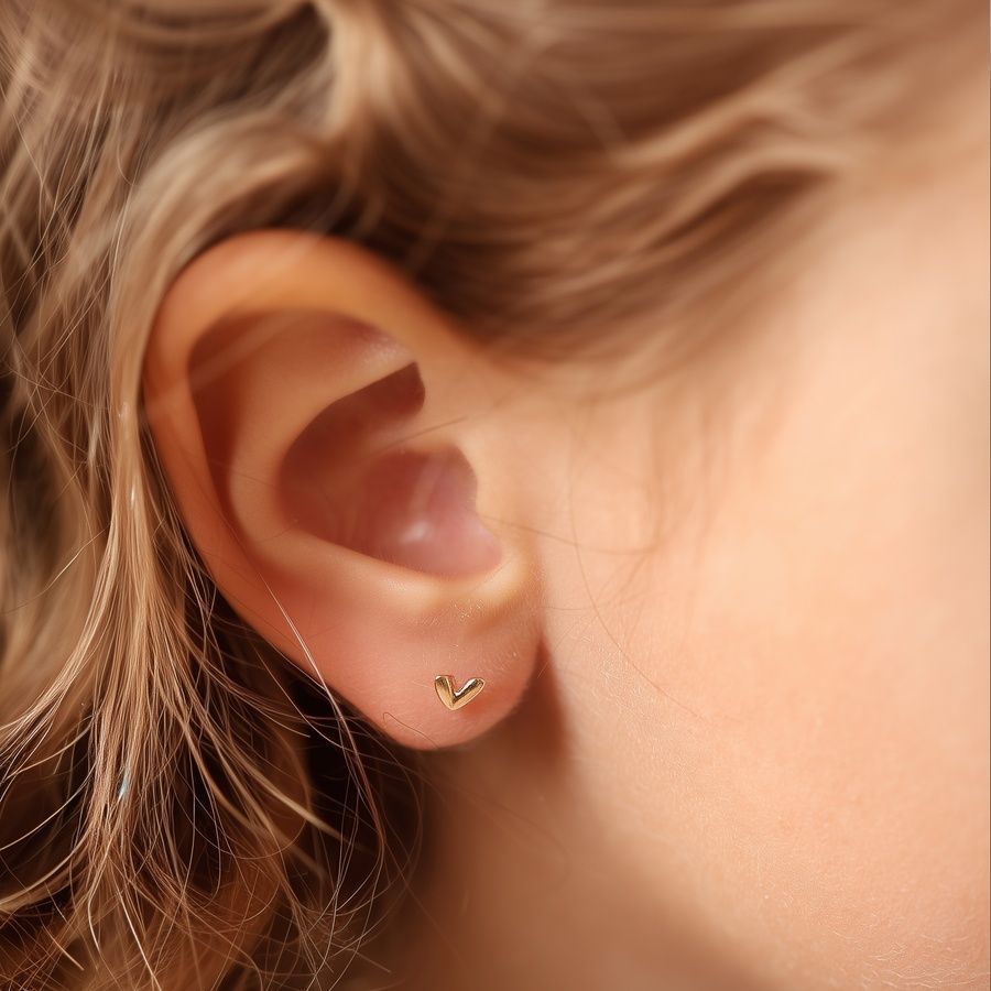 #LOVE Kids &mdash; Детские Золотые Flat-back Серьги с плоской застежкой