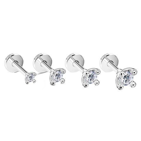 Золота Сережка Пірсинг з діамантом 0,1ct Diamond White Aura (M)