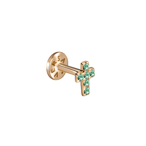Золотая Серьга с Гидротермальным изумрудом Пирсинг Emerald Pray