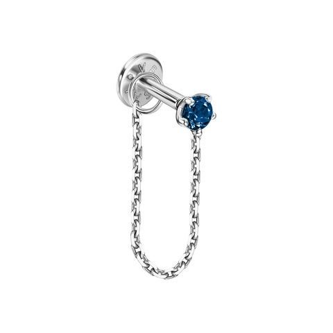 Золота Сережка Пірсинг з сапфіром 0,08ct Sapphire White Era 30mm
