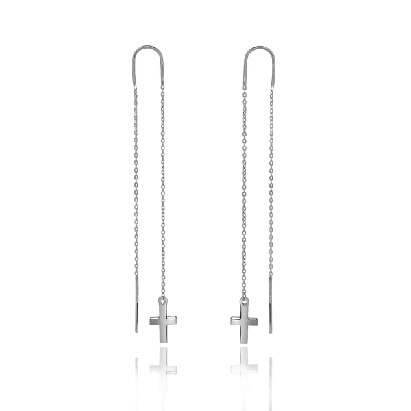 Cрібні Cережки Хрестик на Ланцюжку Cross