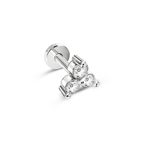 Золота Сережка Пірсинг з діамантами 0,09ct Diamond White GoldenBloom (L)