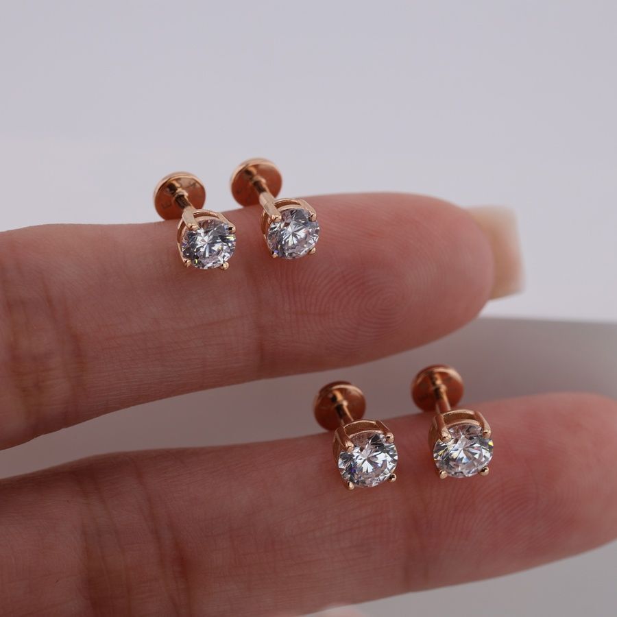 Золотые Серьги Пирсинг с бриллиантами 0,3ct Diamond Olivia