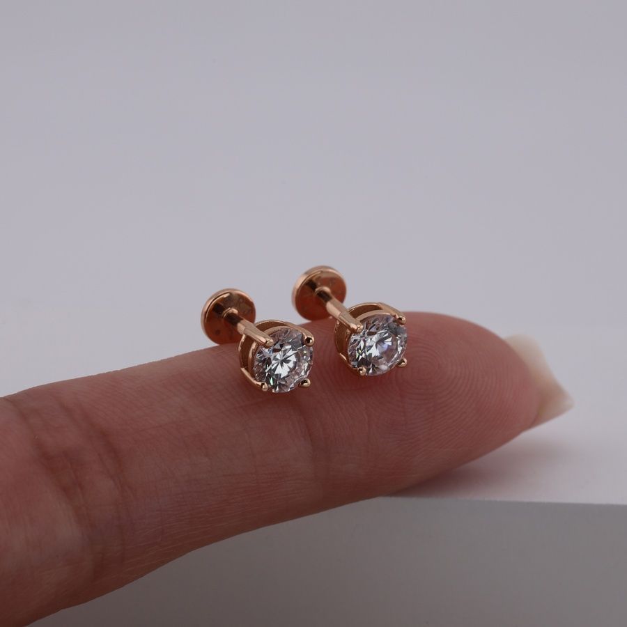 Золотые Серьги Пирсинг с бриллиантами 0,5ct Diamond Aurora