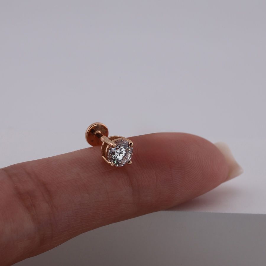 Золота Сережка Пірсинг з діамантом 0,5ct Diamond Aurora Uno