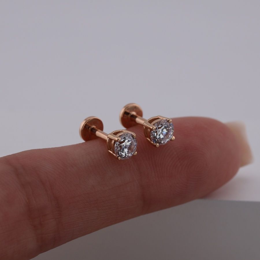 Золота Сережка Пірсинг з діамантом 0,5ct Diamond Aurora Uno