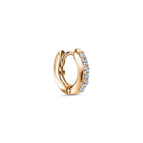 Золота Сережка-клікер з діамантами 0,05ct для Пірсингу Diamond Feel