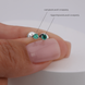 Золота Сережка Пірсинг з Гідротермальним смарагдом Emerald White Aura