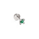 Золота Сережка Пірсинг з Гідротермальним смарагдом Emerald White Aura