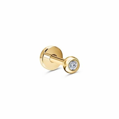 Золота Сережка з діамантом 0,02ct Пірсинг Diamond Lemon Luminique