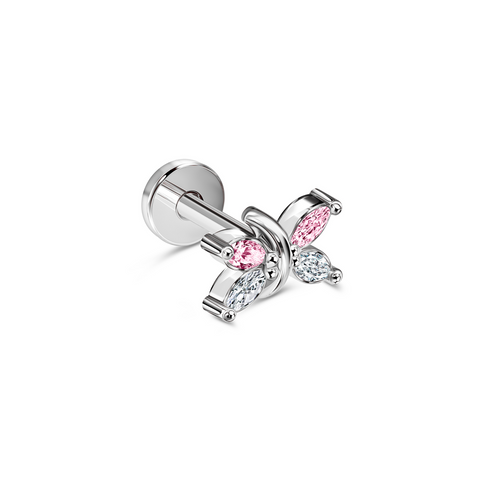 Золота Сережка Пірсинг White Butterfly Pink