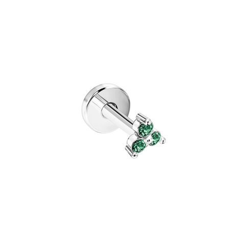 Золота Сережка Пірсинг з натуральними смарагдами White Emerald GoldenBloom (S)