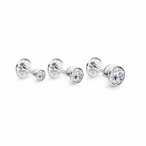 Золота Сережка Пірсинг з діамантом 0,102ct Diamond White Elia (М)