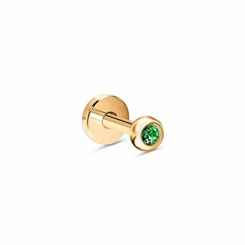 Золота Сережка з Натуральним смарагдом Пірсинг Emerald Lemon Luminique