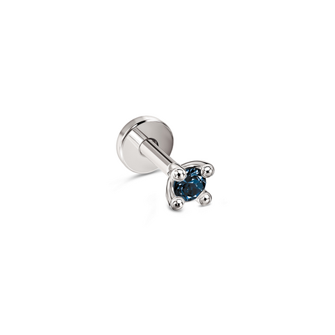 Золота Сережка Пірсинг з сапфіром Sapphire White Aura