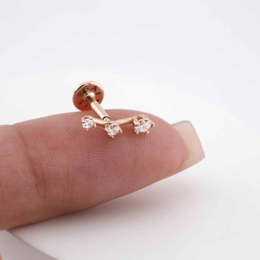 Золота Сережка Пірсинг з діамантами 0,11ct Diamond Astra (R)
