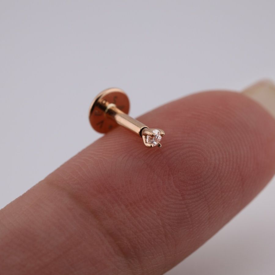 Золота Сережка Пірсинг з діамантом 0,02ct Diamond Aura (XS)